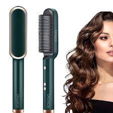 Hair Straightener Brush Heated Comb Straight & Curly Styling